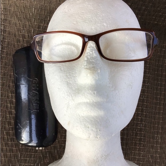 Chanel CH3157 Vintage Brown Rectangle Eyeglasses Frames - Picture 2 of 9